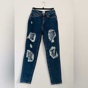 BDG Jeans Women's 25 Blue Mom High-Rise Distressed Cotton